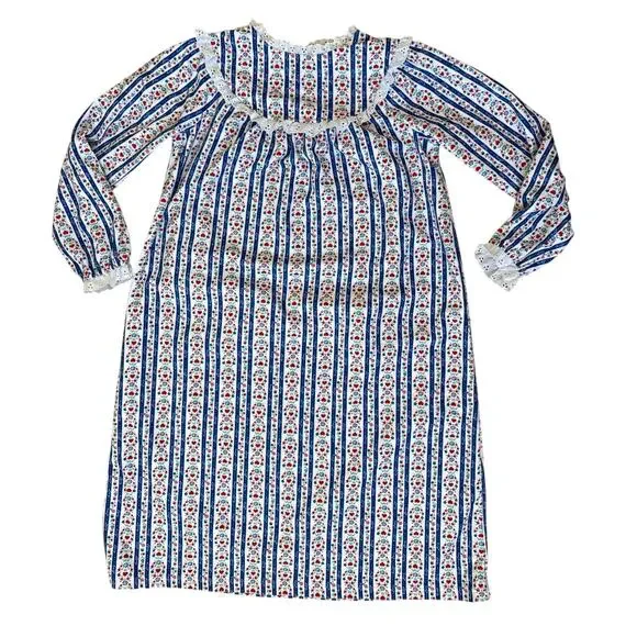 Lanz of Salzburg Girls Tyrolean Flannel Nightgown in Blue Size Large (10/12) NEW