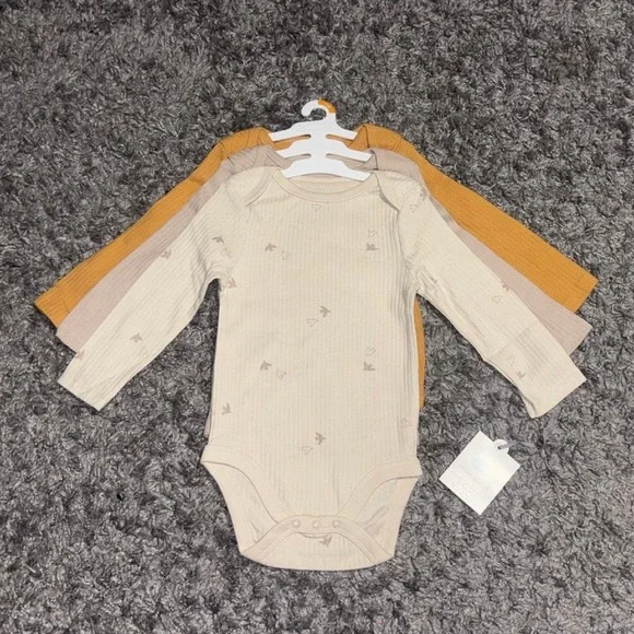 Cloud Island 12M 3-pack Long Sleeve Bodysuits Pajamas Infant Baby Boy