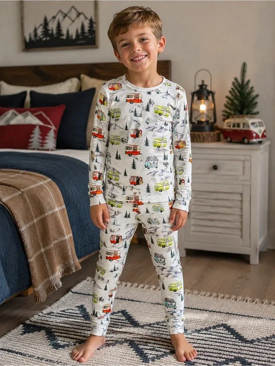 Hanlyn Collective Viscose Bamboo Camper RV Pajama Set Soft Camping‎ Sleepwear
