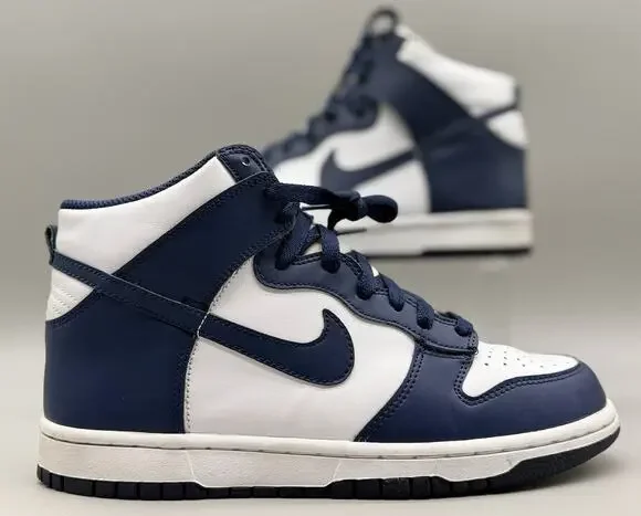 Nike Dunk High GS Midnight Navy 7Y Womens 8.5 DB2179-104 White Blue