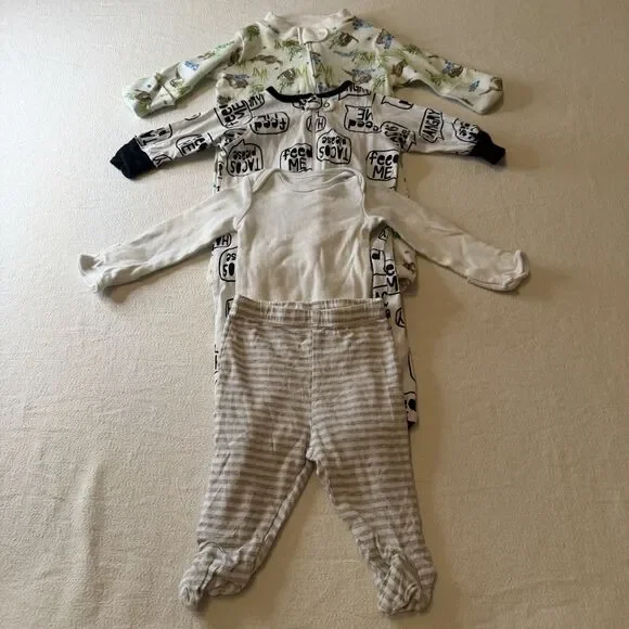Lot Of 3 Sleepers Burts Bees Carter’s Mighty Goods 0-3 Month Sleeping Suit