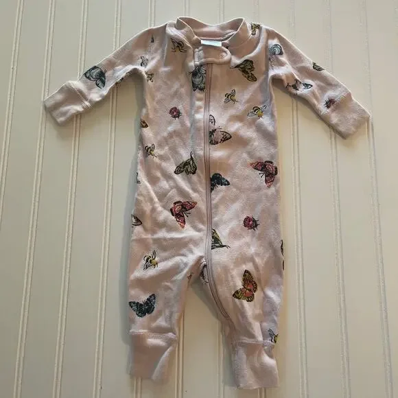 Hanna Andersson Butterfly Sleeper Pajamas‎ Size Baby Girls 0/3 Months