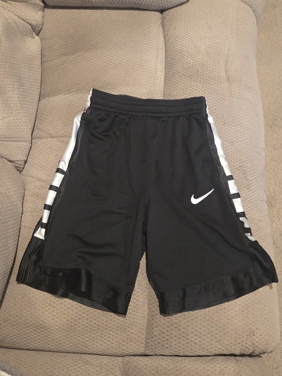 Nike Black Boys's Athletic Shorts with White Swoosh and Side Panels