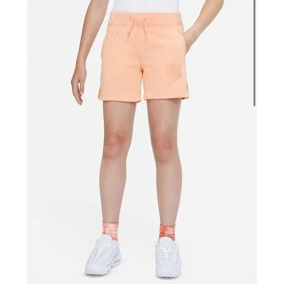 Nike Sportswear Club Big Kids' (Girls') French Terry Mama Shorts in Pink Small
