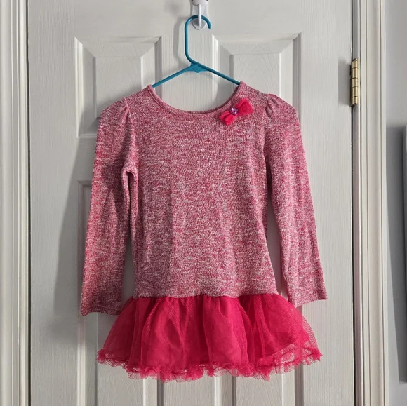 Bobbie Brooks Pink Knit Sweater with Tulle Hem Girls Medium