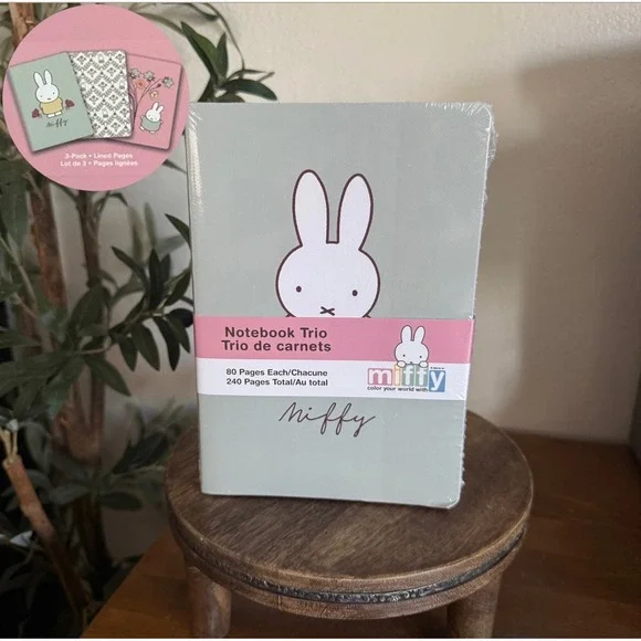 Miffy Notebook Trio 3-Pack Lined Journals Sage Green Pink Floral 240 Pages New