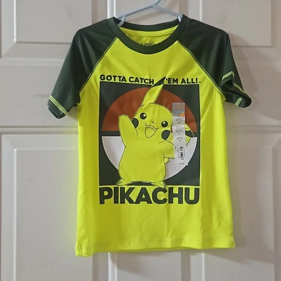 JUMPING BEANS ACTIVE PIKACHU TEE: YELLOW/GREEN: NWT: SIZE 4