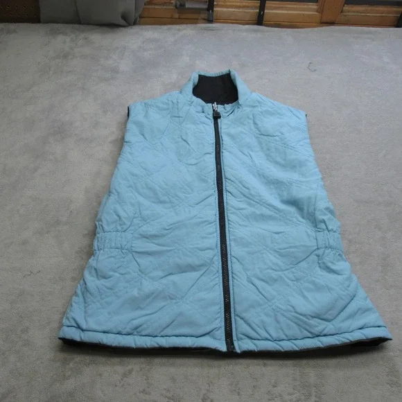 Nike Vest Youth Medium Blue Insulated Quilted Puffer Full Zip Reversible VTG‎