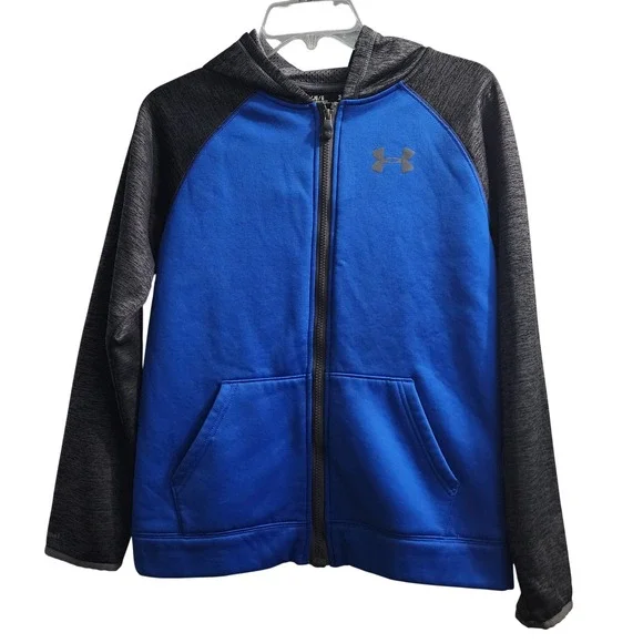 Under Armour Kids Zip Up Hoodie Blue Gray Size YLG Loose‎ Fit