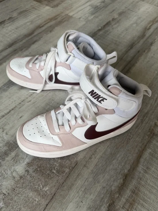 Nike Court Borough Mid 2 High Top Sneakers 5Y White Pink Burgundy