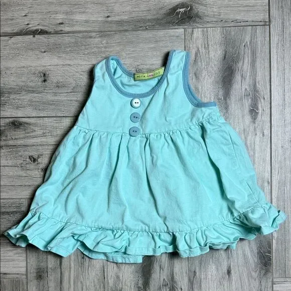 Millie Loves Lily Light Blue Sleeveless Kids Top with Ruffle Hem