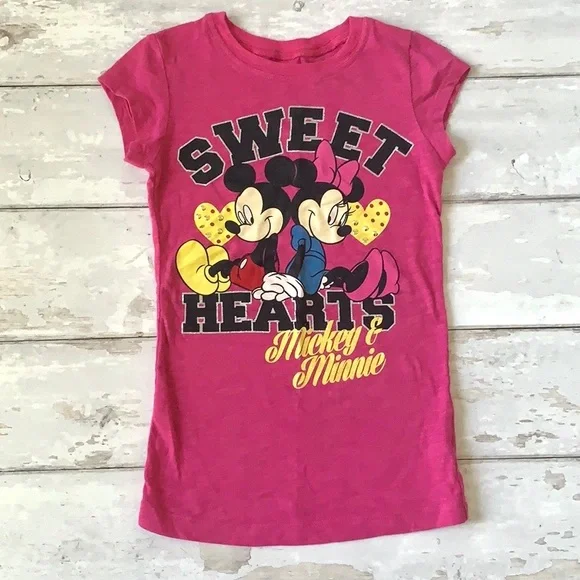 Disney Girls 6/6x Mickey Minnie Mouse Shirt Girls 6 / 6x Pink Black