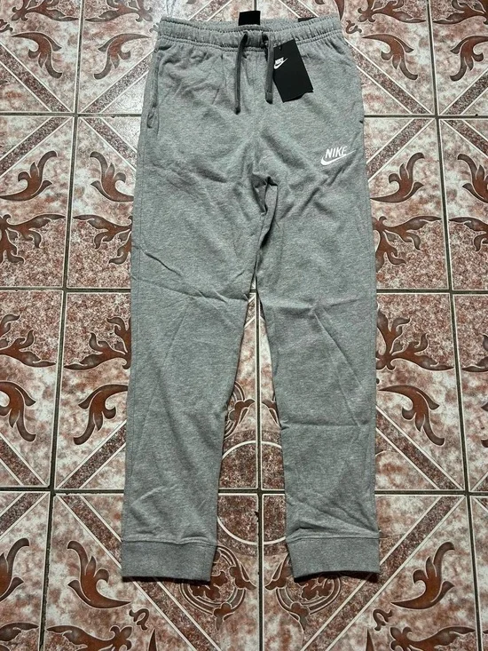 Nike Kids Gray Heather Joggers with White Logo