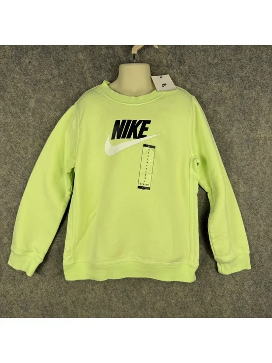 Nike Crew Neck Hoodie Neon Green Black White Youth Kids Size Small NWT 190