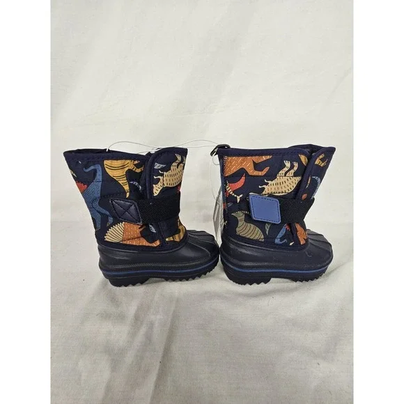 The Children's Place Boys Size 4 Blue Dinosaur‎ Snow Boots Kids New Winter Shoes