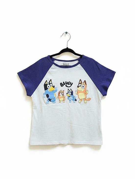 NWT! Bluey Raglan Sleeve Girls T-Shirt - Blue/White