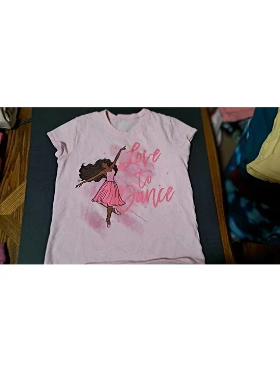 Place: girls Love To DANCE ballerina Teeshirt Size 7/8