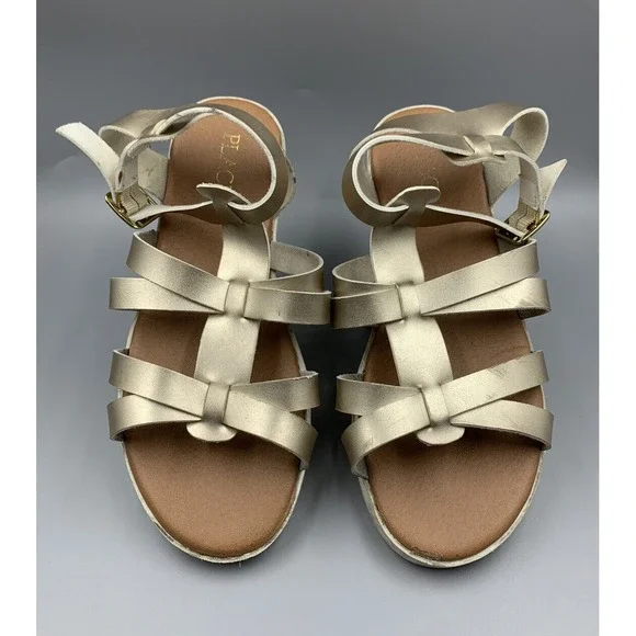 Childrens‎ Place Sandals, Ankle Strap, Gold , Girls Size 2