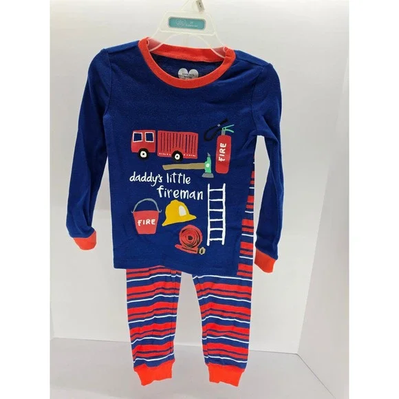 The Children's Place Boys Fireman Pajama Set Blue Red Striped 2T‎ New