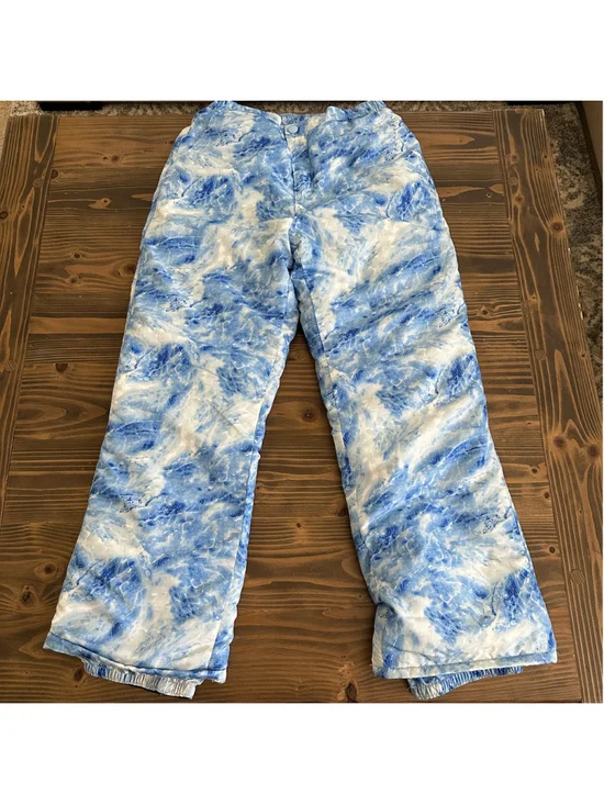 Girls The Children's Place Snow Pants Size 14 Blue White Marble Fleece Lined
