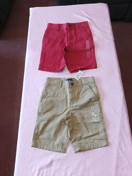 The Children's Place Red and Khaki Boys' Chino Shorts - Set Of 2 Sz. 7