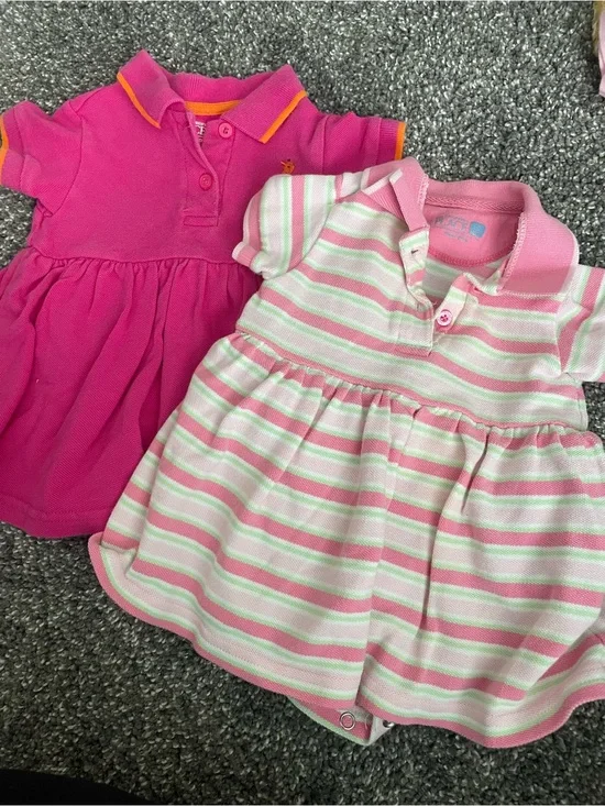 The Children's Place Pink Polo Dress Set - Hot Pink & Light Pink/White Stripe