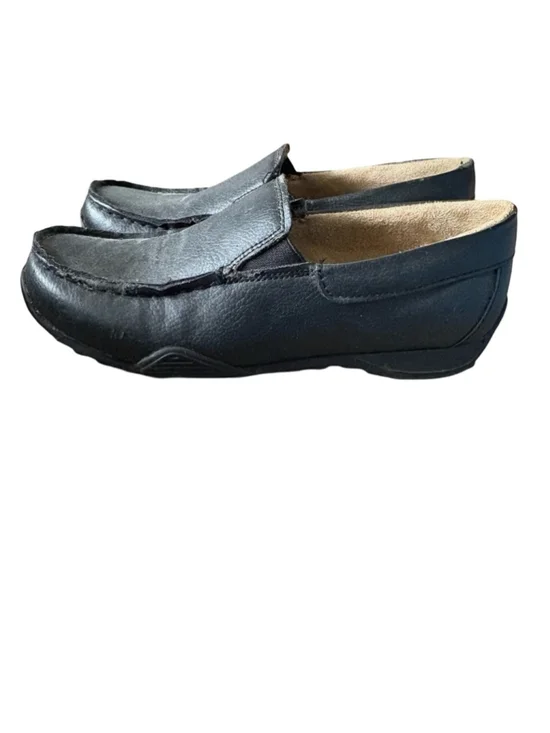 Boys Black Slip-On Leather Loafers Non Marking size 4
