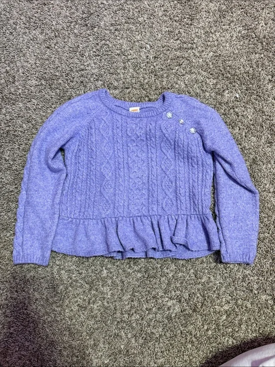 Gymboree Lavender Cable Knit Crewneck with Ruffle Hem
