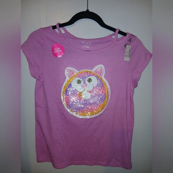 THE CHILDREN'S PLACE GIRLS SEQUENCE FLIP SHIRT‎ SIZE XL 14