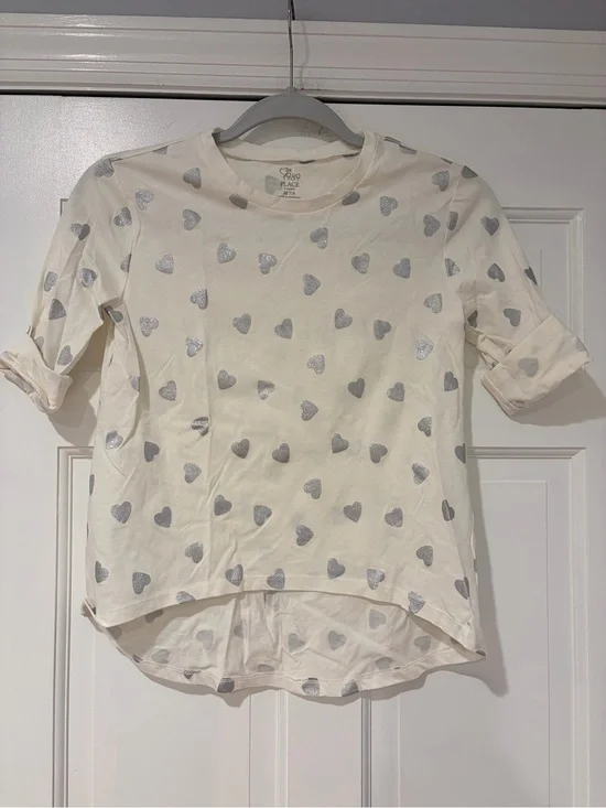 The Children's Place Cream Long-Sleeve Top with Silver Hearts