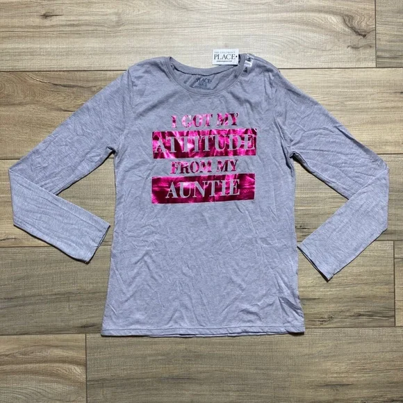 The Childrens Place Girls I Got My Attitude From My Auntie Long Sleeve‎ Tee XL