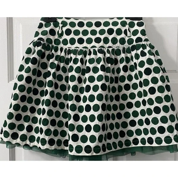 Childrens‎ Place Girls Size 14 White Green Polka Dot Skirt Tulle Lined Party Adj