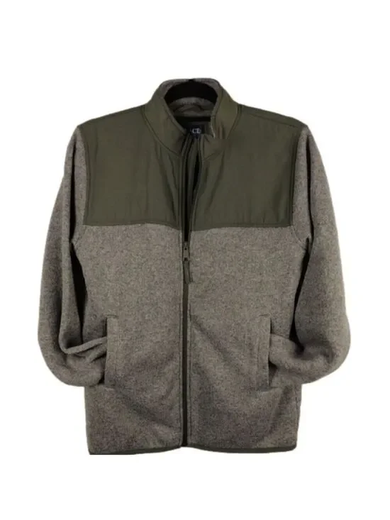 Children's Place Olive Geen Fleece Knit Round Collar Long Sleeve Zip Up Jacket