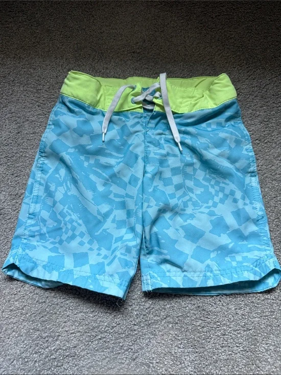 art class Light Blue Swim Shorts with Lime Waistband