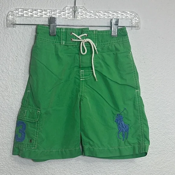Polo Ralph Lauren Boys Size 5‎ Green Blue Swim Trunks