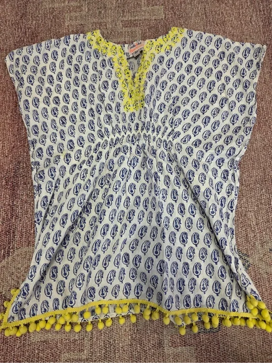 Stella and Dot kids size small/medium beach tunic swim cover paisley tassle