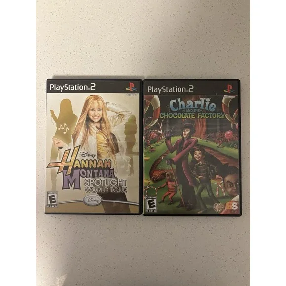 PS2 Games Lot Of 2 Charlie And The Chocolate Factory Hannah Montana World Tour