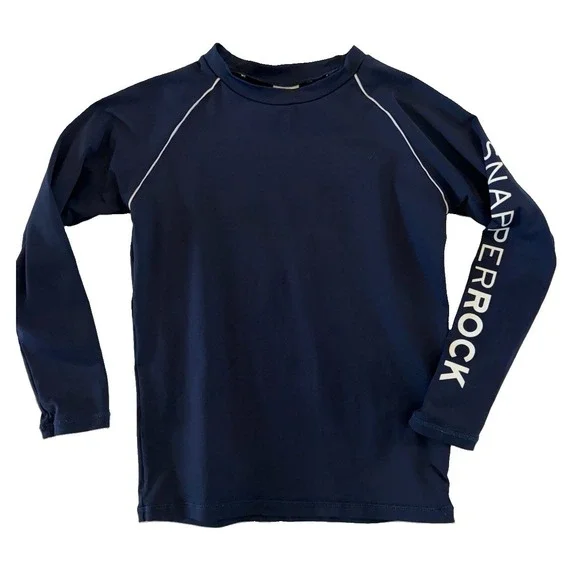 Snapper Rock Boys Long Sleeve Navy Blue Rash Guard Size 7-8 Swim Rashguard