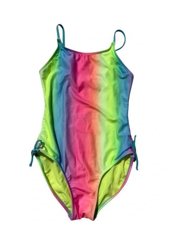 Girls Cat & Jack Rainbow Ombre One Piece Swimsuit XL 14/16 Adjustable‎ Straps