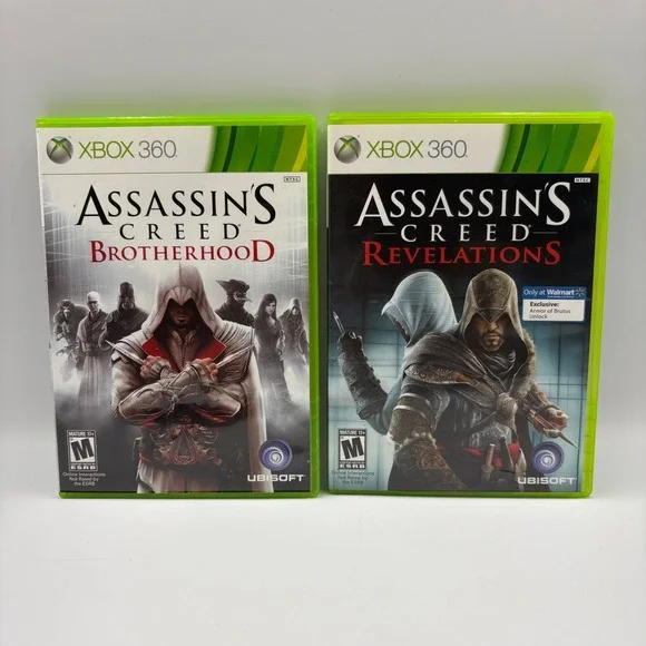 Ubisoft Assassins Creed Brotherhood Revelations Xbox‎ 360 Green Good 2 Game Lot