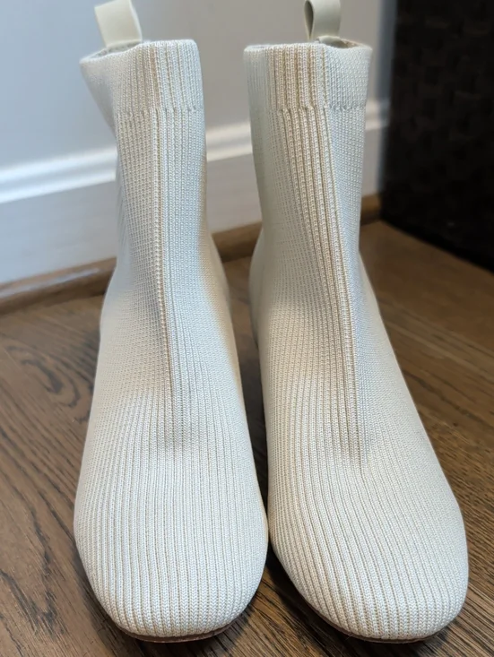Joie Cream Knit Sock Ankle Boots