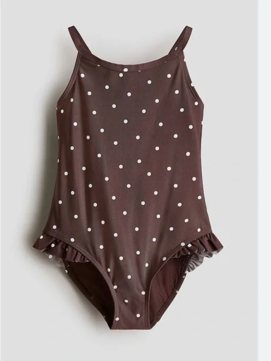 H&M Brown Polka Dot Ruffle One-Piece Swimsuit Size 5T/6
