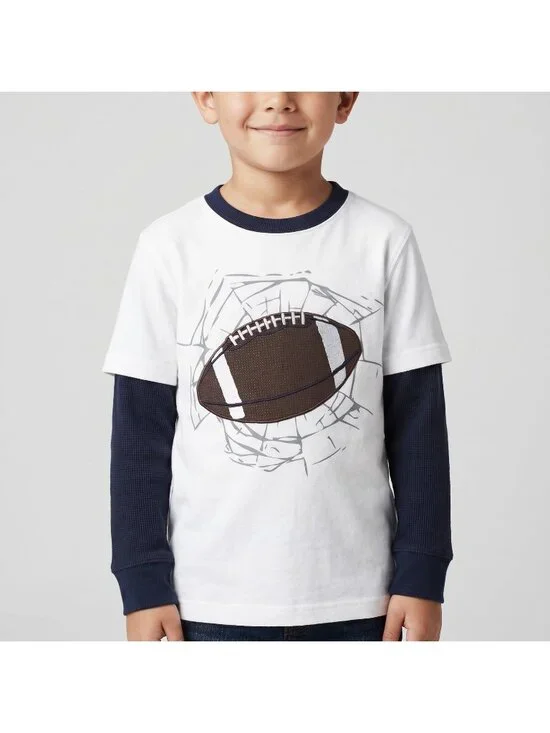 Gymboree Junior Linebacker Boy's Football Double Sleeve Tee Top Shirt in size 8