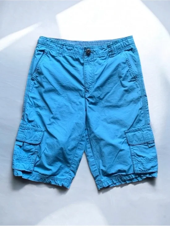 Gymboree Boys Cargo Shorts | Blue Teal Cotton Adjustable Waist 12