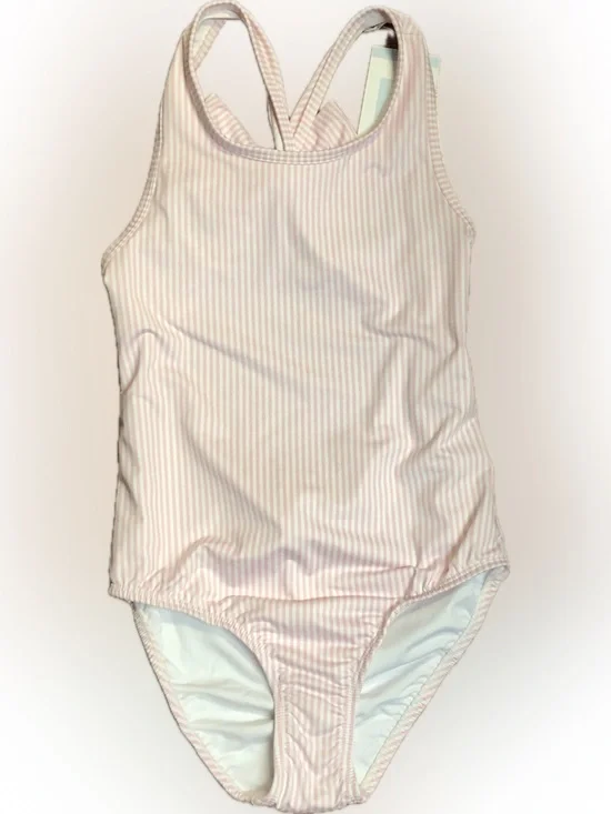 bella bliss Light Pink and White Striped One-Piece Swimsuit