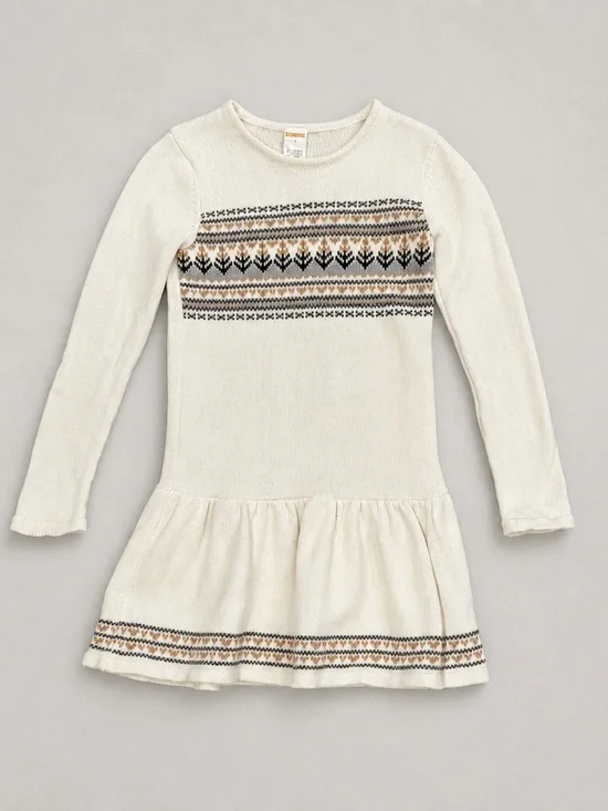 Gymboree Cream Knit Long-Sleeve Dress with Fair Isle Accents