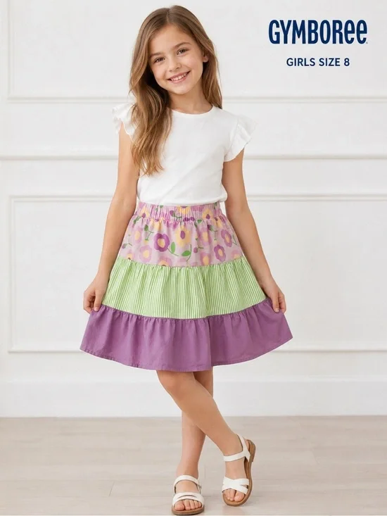 GYMBOREE Floral and Striped Multicolor girls Skirt/size 8