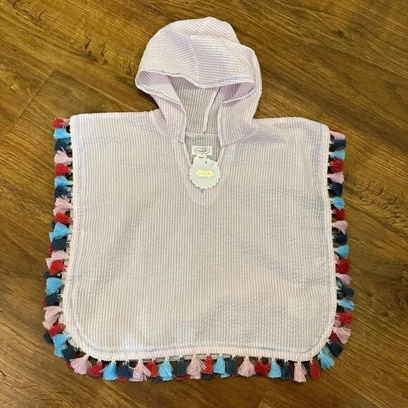 NWT Mud Pie tassel seersucker poncho coverup