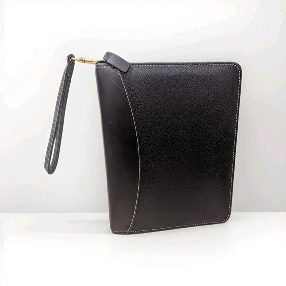 Franklin Quest Brown Verona Top Grain Leather Planner 6-Ring Full Zip 12455