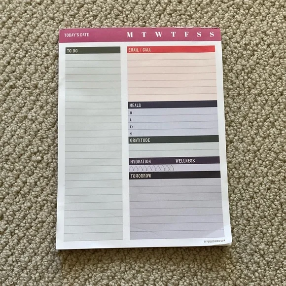 Productivity Pad Organizer Planner Daily Goals Notebook Large 6” by 8”